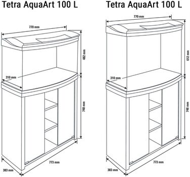 Тумба для акваріума Tetra AquaArt Evolution Line 100/130 л, антрацит, з матовим склом і простором для техніки