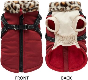 Зимова куртка для собак з інтегрованим нашийником, водо- та вітронепроникна, теплий одяг для цуценят та собак малих та середніх порід для активного відпочинку на відкритому повітрі (червона, S)