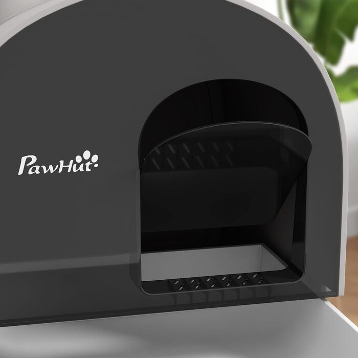 Туалет для котів PawHut з кришкою, совком і килимком, висувний лоток, для котів до 5 кг, сірий, 43x44x47 см