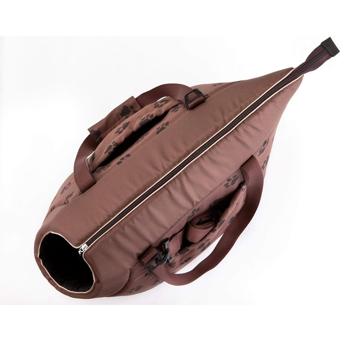 Сумка-переноска для собак та котів, розмір S/L, світло-коричнева з лапками