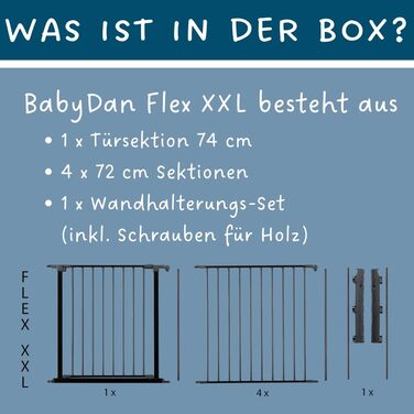 Захист для каміну/сходи/кімнати BabyDan Flex XXL, 90-350 см, Чорний, Данія - захист для дітей та домашніх тварин