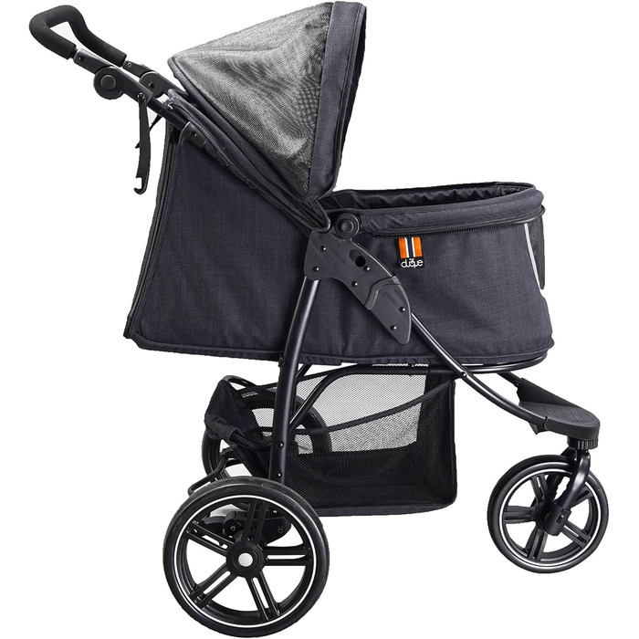 COOPER Складаний візок для собак до 32 кг | Регульована висота, кошик для покупок, Soft Touch ручки, світловідбиваючі елементи | Ідеальний для транспортування домашніх тварин (Чорний)