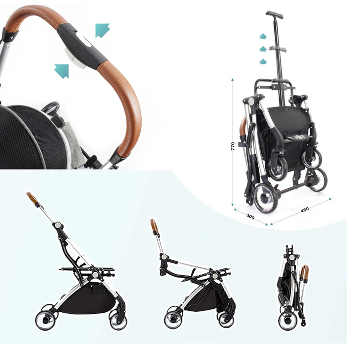 Візок для собак Fudajo 2в1, розкладний, з сумкою-переноскою для собак та котів (сірий, до 15 кг)