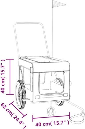 Причіп для велосипеда VidaXL для собак, чорний (120 x 54.5 x 53 см)