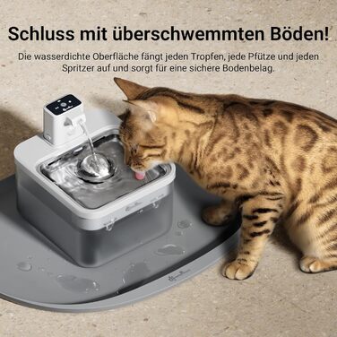 Підкладка під миску для котів DownyPaws, силіконова, 62 x 43 см, сіра. Захист від розливу води та корму, легко миється, BPA-free