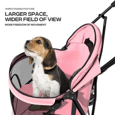 Візок для собак маленьких порід, 4,5-10 кг, візок для цуценят, візок для середніх собак, візок для котів, візок для 2 котів, з багажником, леопардовий принт (рожевий)