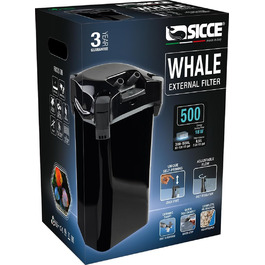Зовнішній каністровий фільтр SICCE Whale 500 для акваріума, 390 GPH, ультратихий, для прісної та морської води, самовсмоктувальний, швидке від'єднання