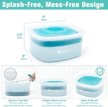 Миска для собак LumoLeaf без розливання, повільний годівниця, суха паща, без розбризкування (2L, блакитна)