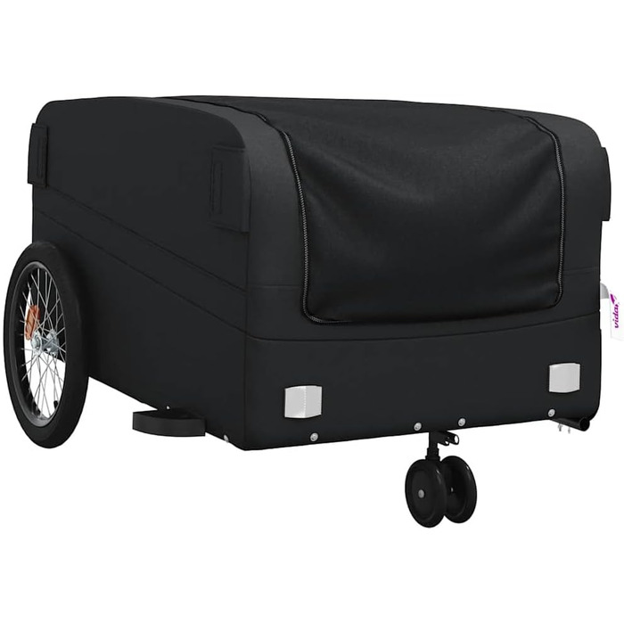 Причіп для велосипеда, вантажний/для собак, чорний, 45 кг, сталь. Підходить для покупок, подорожей, легко збирається