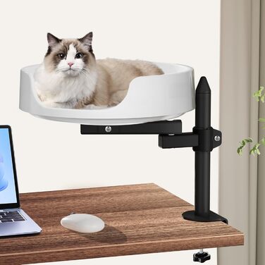 Регульоване котяче ліжко для столу, 360° обертання, 2 регульовані підлокітники, подушка для домашніх тварин