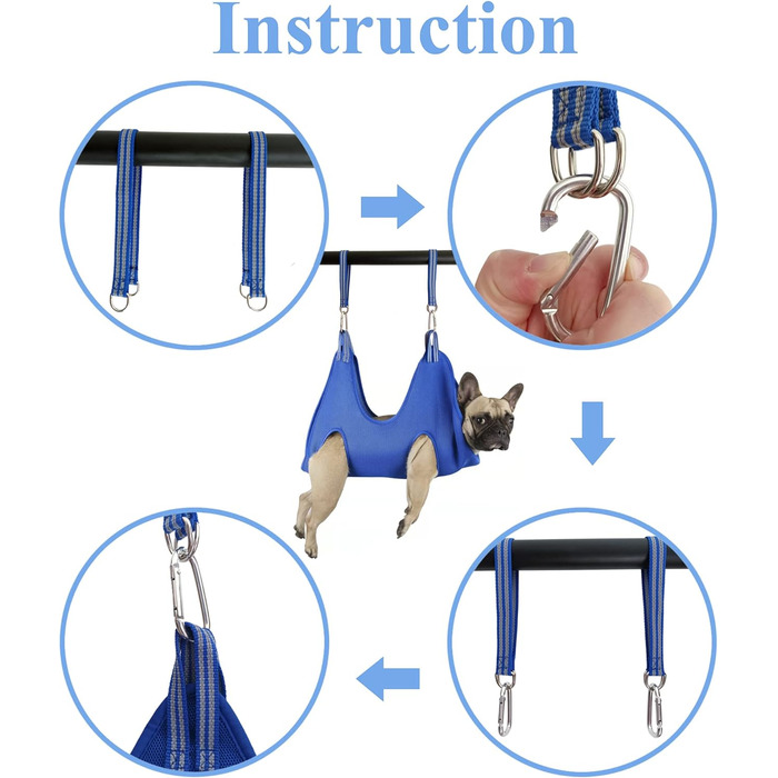 Набір для догляду за тваринами Kkiimatt 10-в-1 з гамаком для нігтів, тримером, пилочкою, гребінцем, гамаком для собак, нашийником для грумінгу (XXXL/до 63,5 кг, блакитний) Classic Edition/XXX-Large M