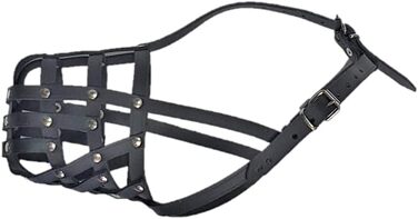 Шкіряна маска для собак L&J Pets для мопсів, пуделів, хаскі та інших собак з подібним розміром морди (5, Чорний) Чорний 5