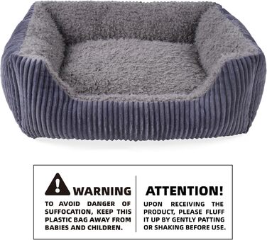 Ортопедичне ліжко для собак середнього розміру TWDEPART, сіре, 89 x 63 см, знімний чохол, антиковзаюче