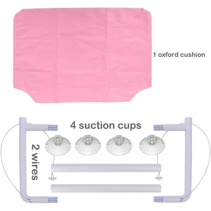 Кішка-гамак для вікна JinRui-T, стійка, сонячне ліжко з міцними присосками, місце для відпочинку для кішок, економія місця, кріпиться, витримує до 13,6 кг (рожевий)