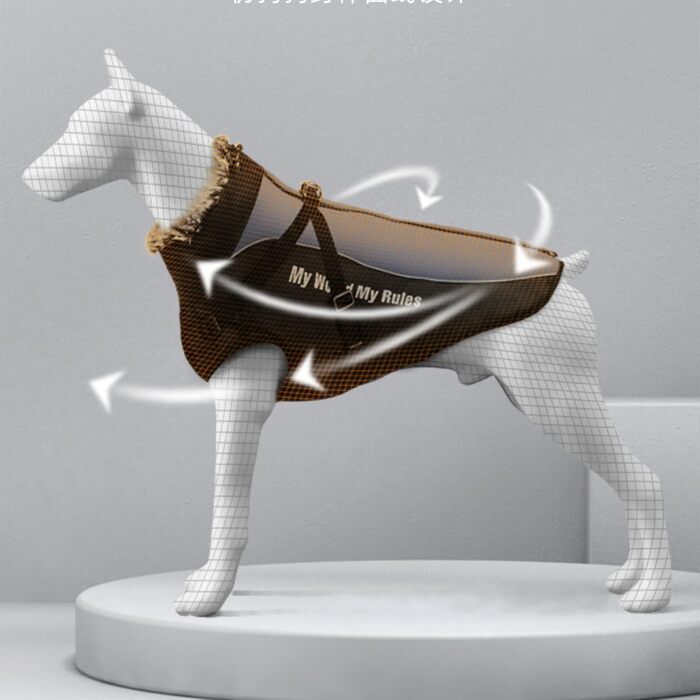 Теплий зимовий костюм для собак, флісова підкладка, світловідбиваючі елементи та комір з хутра, для великих та середніх собак (2XL, небесно-блакитний)