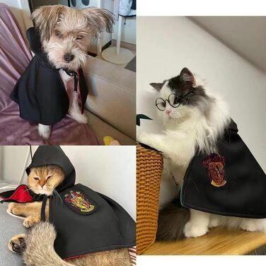 Костюм на Хелловін для собак та котів 3 в 1: шапка-капелюх, окуляри та краватка. Великий, чорний. Cosplay, аксесуари для тварин