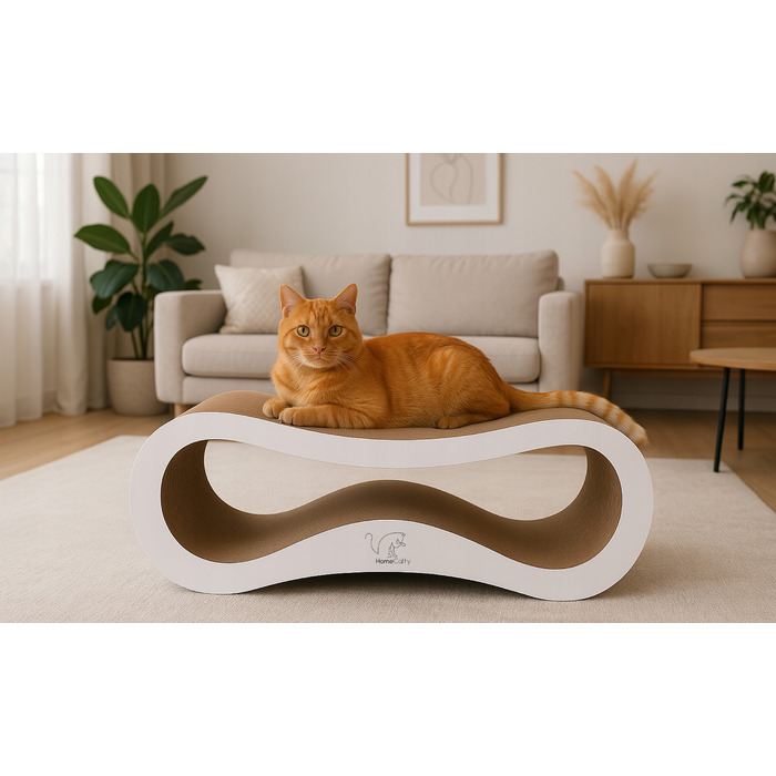 Великий картонний кігтеточка-ліжечко для котів HomeCatty, 75x26x25 см