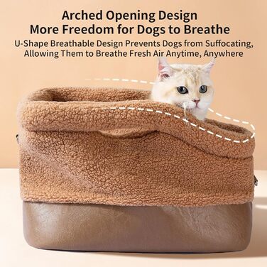 Транспортна сумка для котів та собак | Водонепроникна, м'яка переноска | З безпечним кріпленням на ремені | Для маленьких та середніх порід | Колір: коричневий