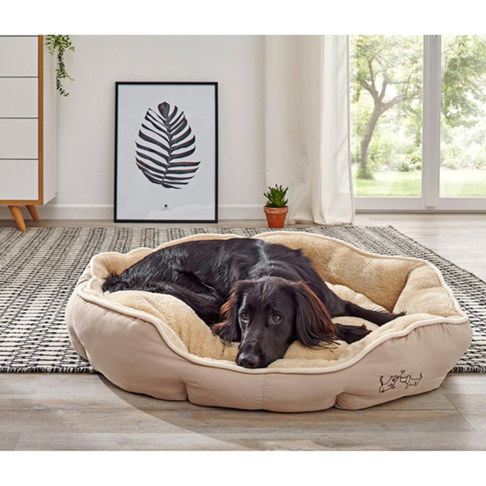 Килимок для собак та котів Dehner Lieblinge Sammy, овальний, 57 x 52 x 14 см, поліестер, бежевий