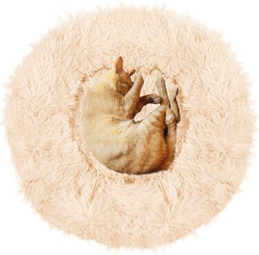 Кругле ліжко для собак Springos з антиковзною основою, 70 см, кремовий колір