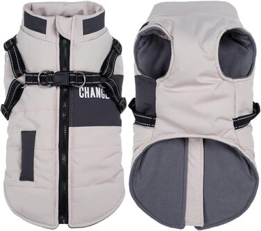 Тепла зимова куртка для собак маленьких та середніх порід, вітронепроникна, з шлейкою, для активного відпочинку та катання на лижах, для собак, цуценят, на вулицю, тепла жилетка, костюм (білий, 2XL)