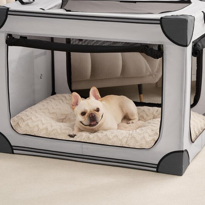 Килимок для собак великих порід EHEYCIGA, 104x68 см, XL, штучне хутро та льон, двосторонній, бежевий