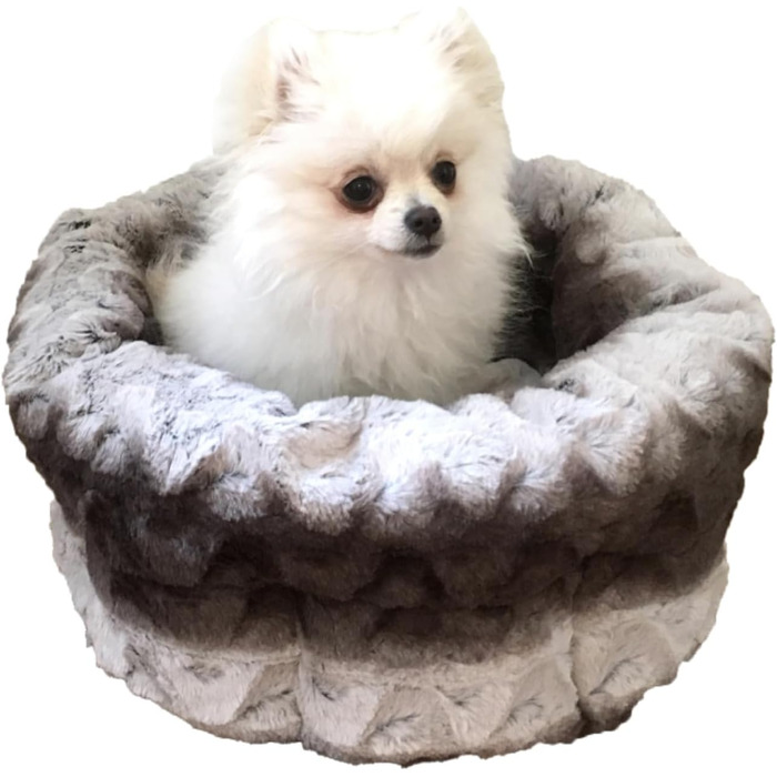 Крісло-гніздишко для собак Rosewood Kuschelbett, м'яке, сіре/кремове, 40x40x48 см