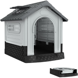 Кігульник для собак з пластику, ізольований, з ковзним дахом, верхнім світлом та піднятим дном, 79,5 x 70,5 x 78 см