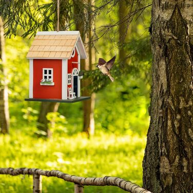 Декоративний дерев'яний будиночок для птахів Relaxdays у сільському стилі, підвісний, 25x18,5x18,5 см, кольоровий для саду
