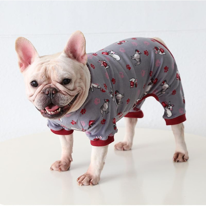 Теплий зимовий халат-піжама для собак, тепла піджама для мопсів, халат для котів та цуценят, XL (спинка 35-39 см), S (спинка 29-32 см)