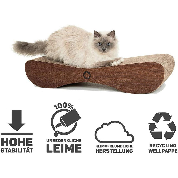 Кігтечка для котів CanadianCat Satellite 2.0 Lounge XXL | З гофрокартону з м'ятою | Колір: горіх | 76 x 24 x 24 см