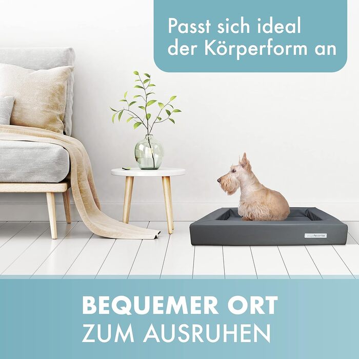 Ліжко для собак з віско-матрацом, миється - корзинка для собак, високоякісне собаче ліжко, ліжко для собак, що захищає суглоби, міцна собача підстилка, розмір L 110 x 90 см, коричневе