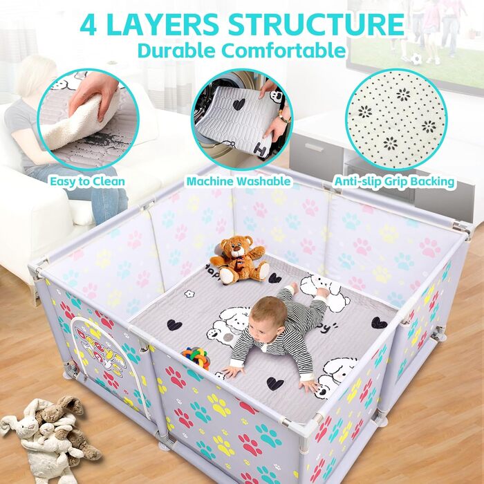 Клітка-манеж для тварин з нержавіючої сталі та міцного тенту, сіра та синя, для великих собак, котів та дрібних тварин