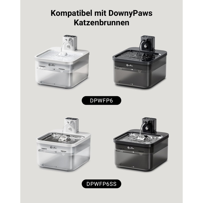 Фонтанчик для котів DownyPaws з нержавіючої сталі, бездротовий, з датчиком руху, 3л, тихий, легко миється (16 фільтрів)