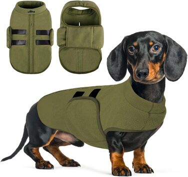 Теплий зимовий пуловер для собак Queenmore з флісу, тепла куртка для собак, жилет для такси, чихуахуа, бульдога (S, оливковий)