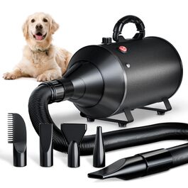 Професійний фен-blower для собак 3000W з регулюванням швидкості та підігрівом, чорний