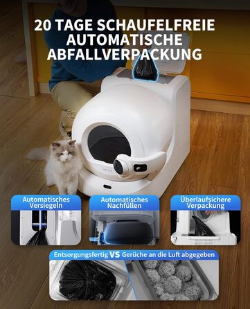 Самоочисний котячий туалет з камерою 1080P HD PETKIT Purobot Ultra 70 л білий