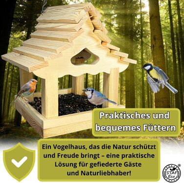 Дерев'яний годівничка для птахів на балкон, стійкий до погодних умов, ручної роботи, для саду та балкону