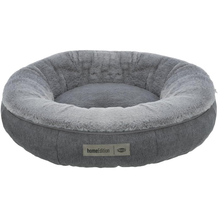 Ліжко для собак TRIXIE Liano, 80x60 см, сіре - м'яке, з наповнювачем з пінополістирольних кульок, для великих собак, з антиковзким покриттям, миється, 37981