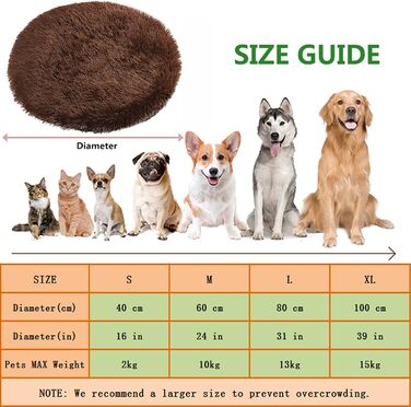 Килимок для собак та котів, м'який плюшевий лежак-матрац, діаметр 80 см, верблюжий колір