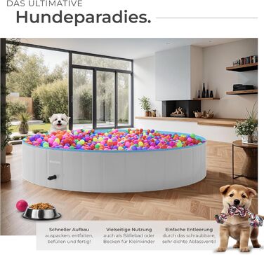 Басейн Tectake® для собак та дітей, 120 см⌀: ідеальний для ігор з водою та м'ячиків