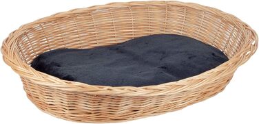 Корзина для собак Tigana з плетінням з лози, з подушкою, діаметр 60 см, натуральний колір