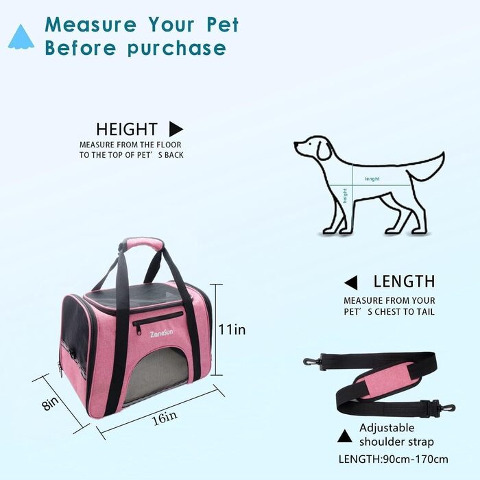 Трансформер-переноска для котів, кошенят, собак, цуценят ZaneSun, рожева, для подорожей літаком, витривала, з вентиляцією