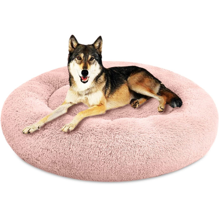 Кругла лежанка для собак Savfox з штучним хутром, рожева, XS-XXL, 110*110 см
