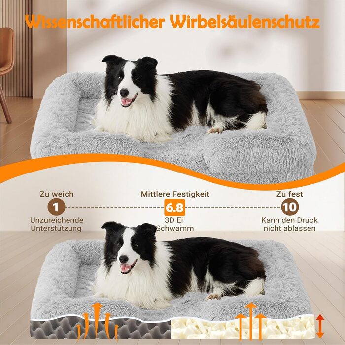 Ортопедичне ліжко для собак великих порід: тепле, неслизьке, стійке до укусів. Яйцеподібне поролонове ліжко-подушка для собак, знімний помпон, килимок для собак. Чудовий подарунок для любителів собак на зиму. Колір: сірий, розмір: L