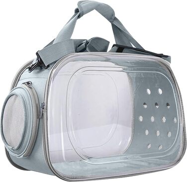 Транспортна переноска для собак та котів PETCUTE, складана та миється, сумка-переноска для кота/маленької собаки, переноска з плечовим ременем, зручна ручка, для подорожей літаком (сіра)