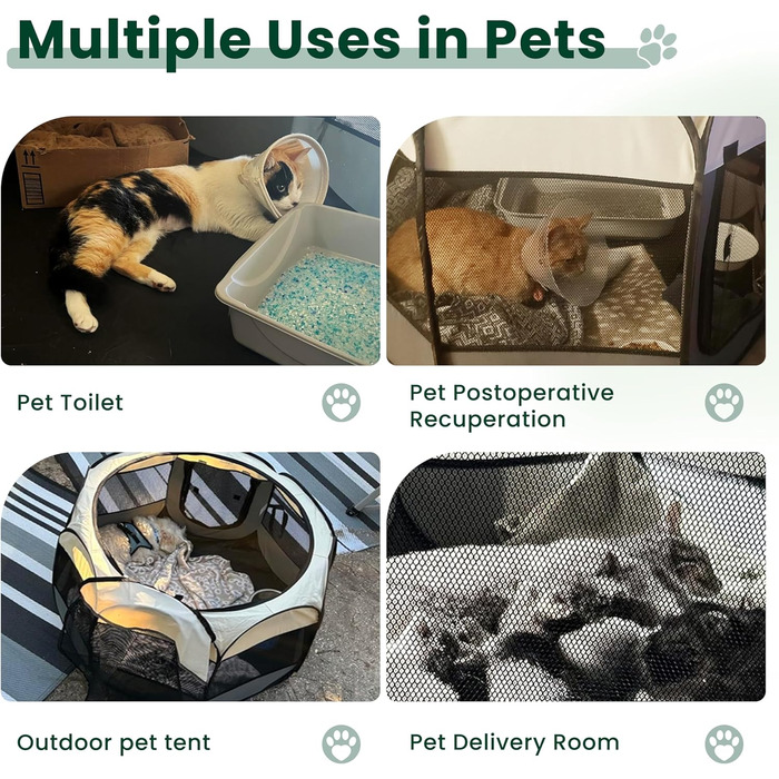 Переносний вольєр-ігровий майданчик для собак та котів Love's Cabin, сірий. Складаний, з сумкою для перенесення, знімний верх з блискавкою.