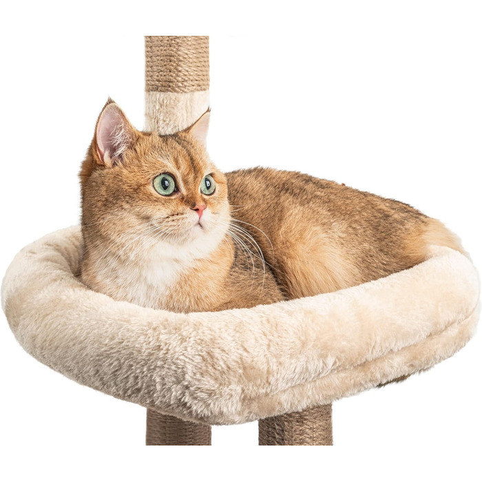 Кліматичний комплекс для котів Kratzbaum 145 см: кігтеточка, ігровий центр, платформа, лежанка, печера, сизаль, бежевий