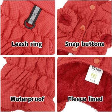 Зимовий теплий комбінезон для собак, тепла куртка-комбінезон для маленьких собак, флісова підкладка, водонепроникний, для Yorkie, Chihuahua, зелений (XL, червоний)