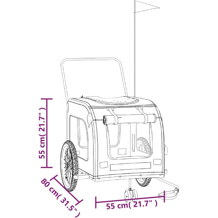 Причіп для велосипеда, переноска для собак, причіп для тварин, 134x68x74 см, сірий та чорний